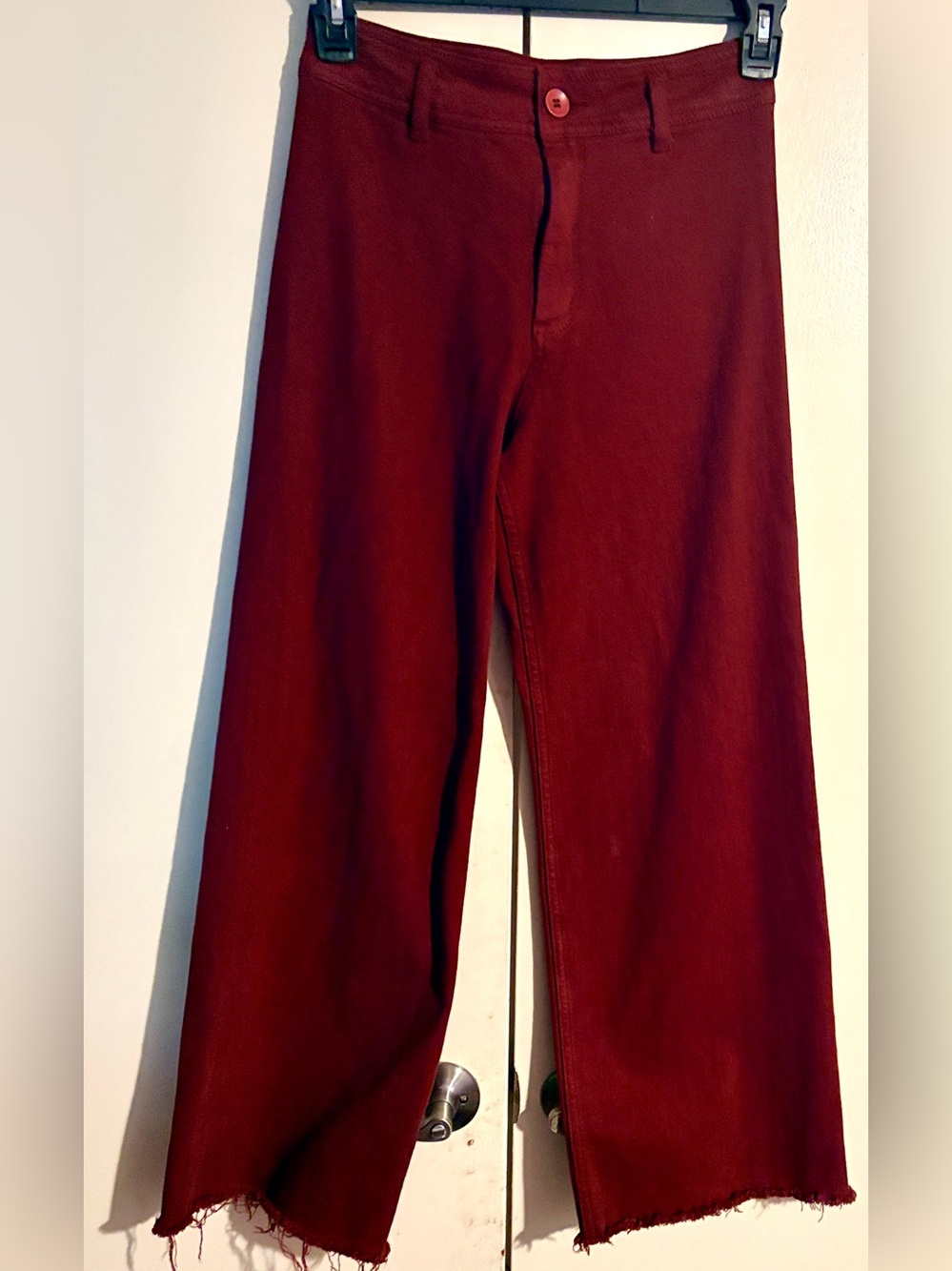 Miou Muse Wide Leg Burgundy Jeans